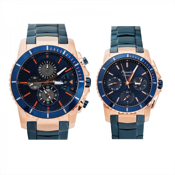 Alexandre Christie AC 6455 Rosegold Blue Couple